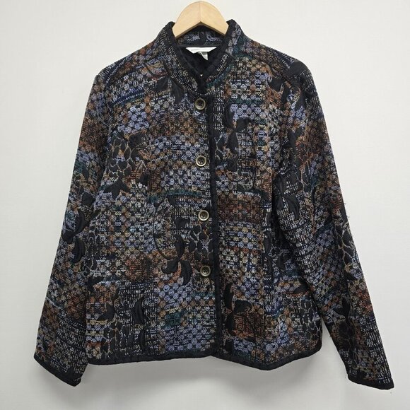 Christopher & Banks Jackets & Blazers - Christopher & Banks Tapestry Jacket XL Metal Buttons Multicolor Textured Artsy